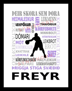 Þeir skora sem þora - körfubolti - 30x40 cm