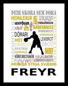 Þeir skora sem þora - körfubolti - 30x40 cm